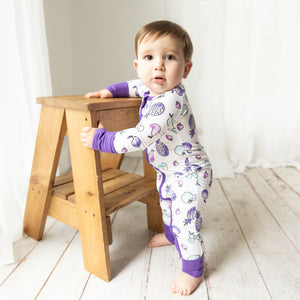 Zippered Romper in Watercolor Fruit